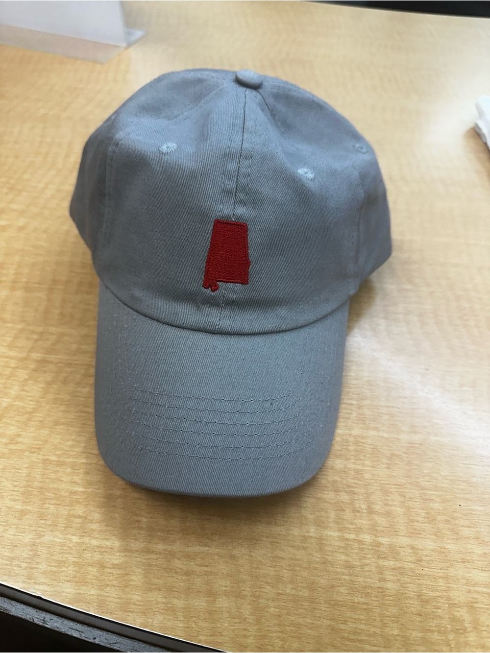 Gray Baseball Cap with Alabama State Outline Embroidery NWT